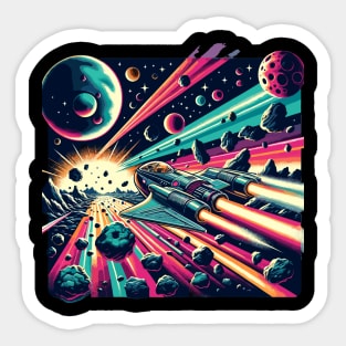 Asteroid Belt Odyssey: Retro Space Adventure Sticker